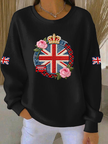 Women's British style  Print Casual Sweatshirt