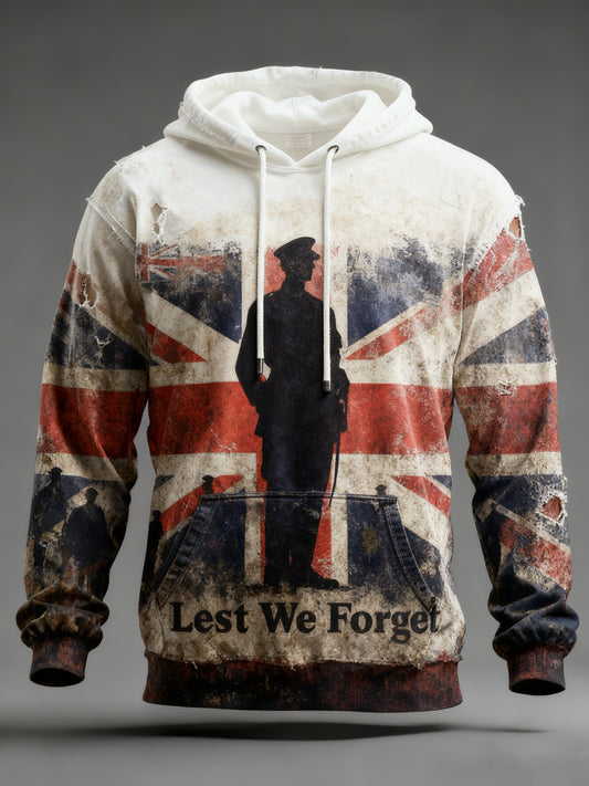 Men's Remembrance Day Lest We Forget Printed Hoodie