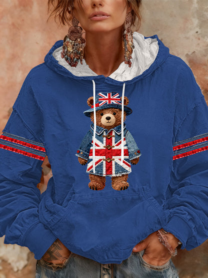 Women's British style Print Casual Hoodie