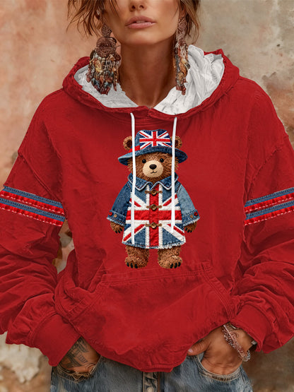 Women's British style Print Casual Hoodie
