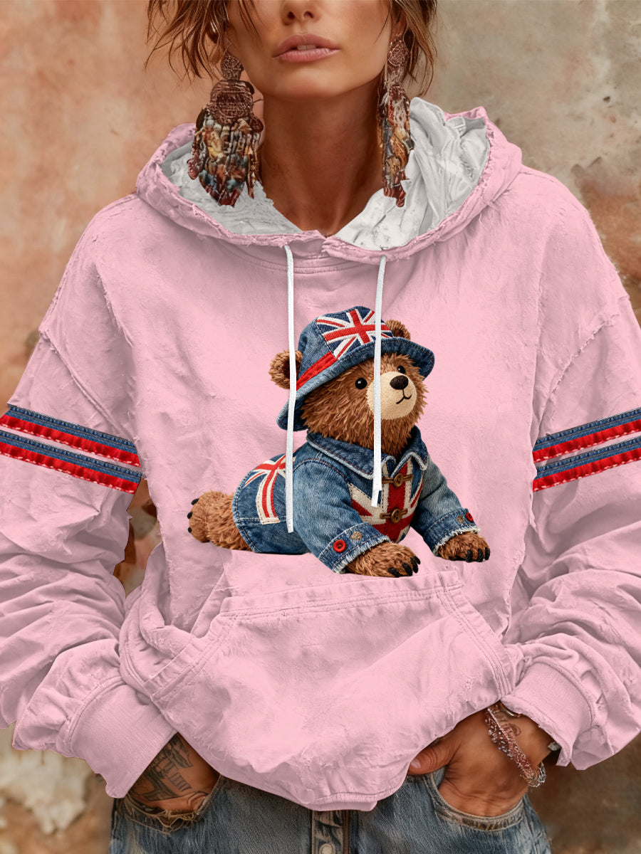 Women's British style Print Casual Hoodie