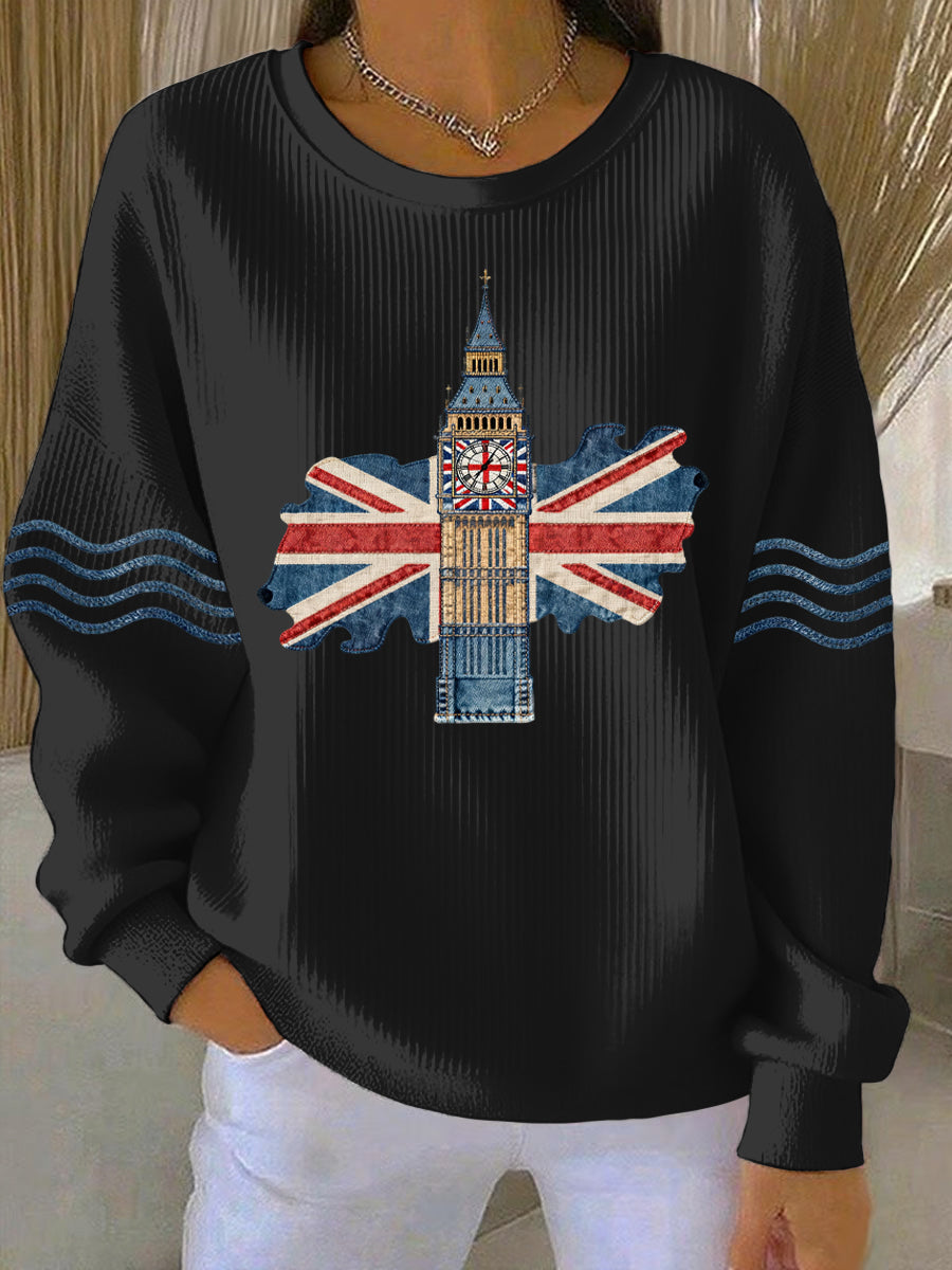 Women's British style  Print Casual Sweatshirt
