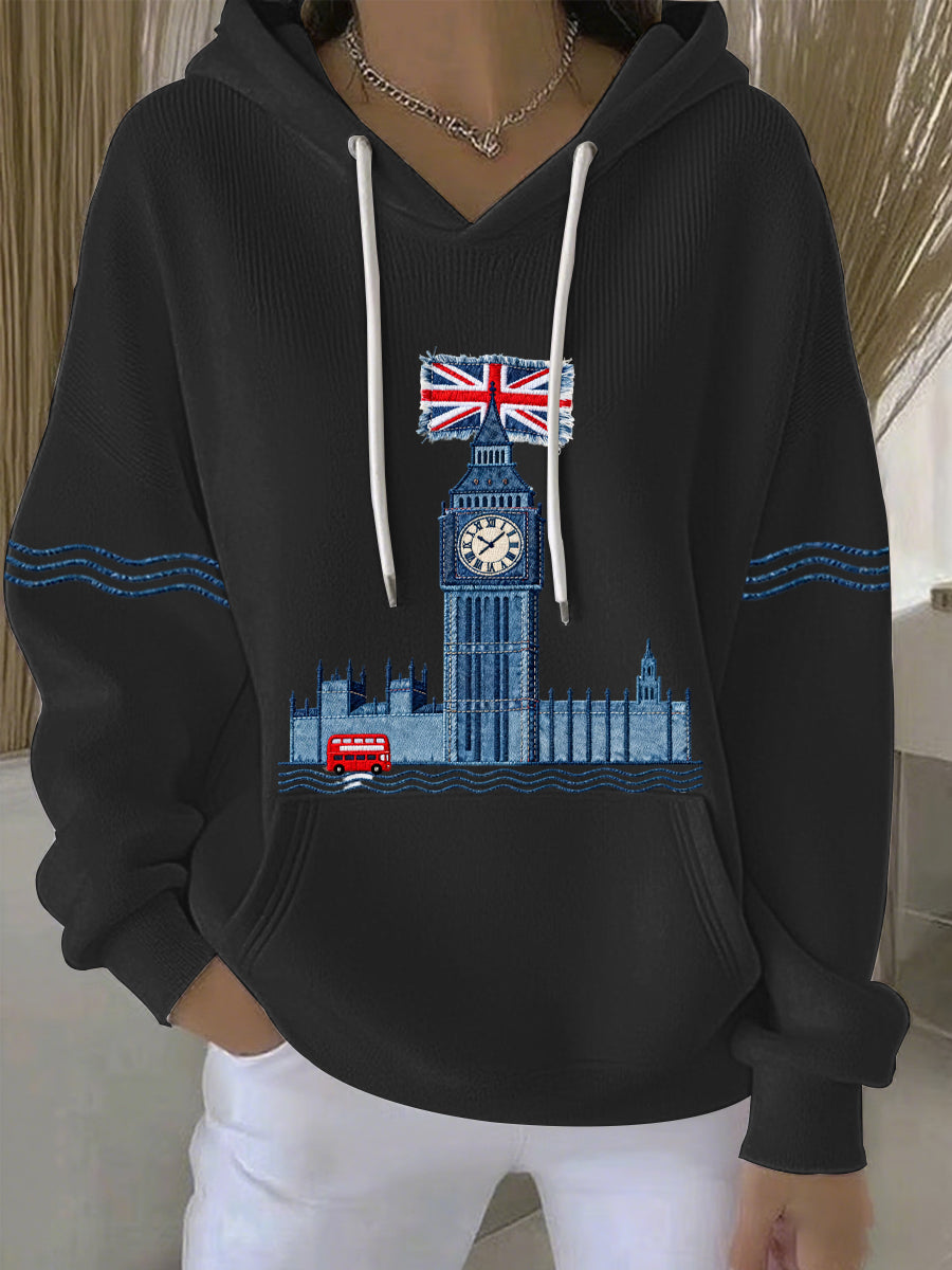 Women's British style Print Casual Hoodie