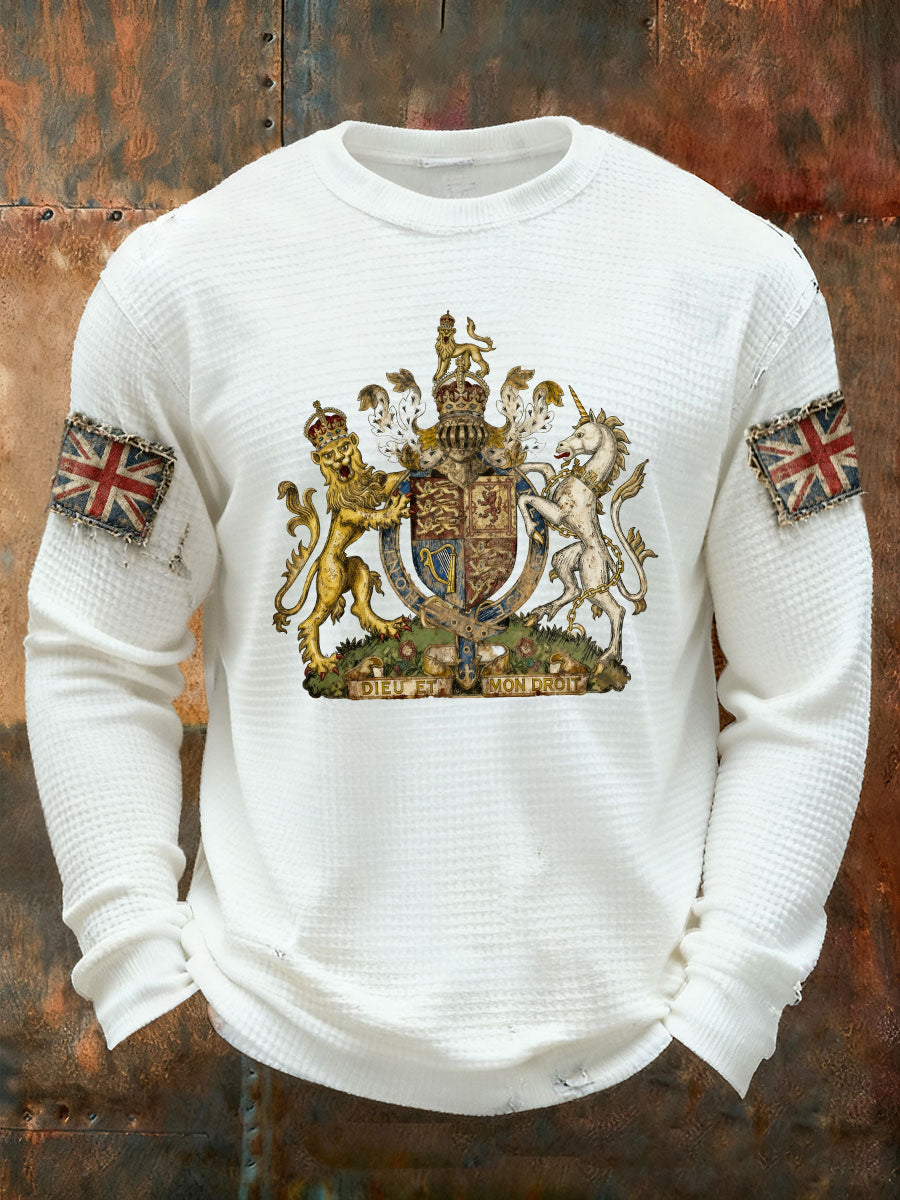 Men's UK Flag Waffle Long Sleeve T-Shirt