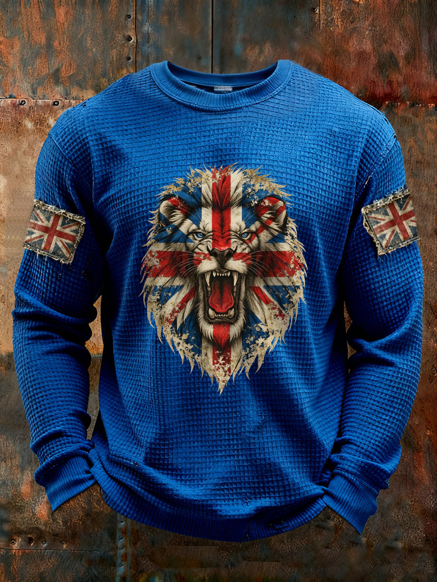 Men's UK Flag Waffle Long Sleeve T-Shirt