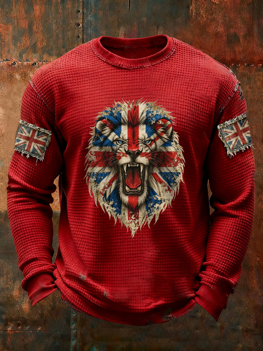 Men's UK Flag Waffle Long Sleeve T-Shirt