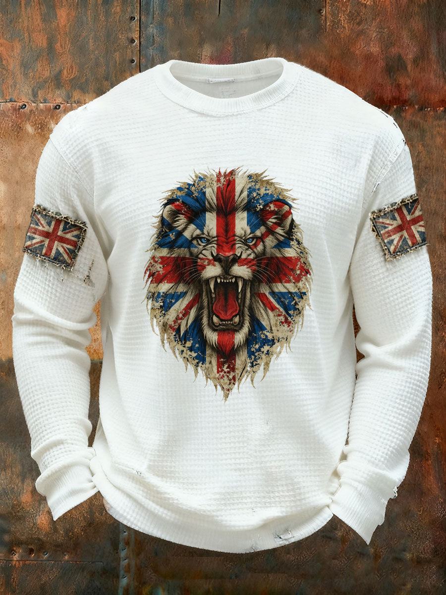 Men's UK Flag Waffle Long Sleeve T-Shirt