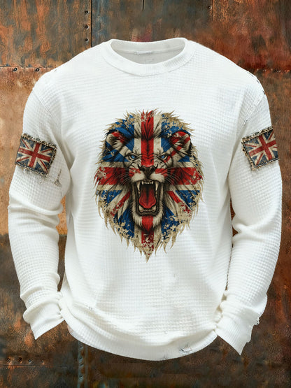 Men's UK Flag Waffle Long Sleeve T-Shirt