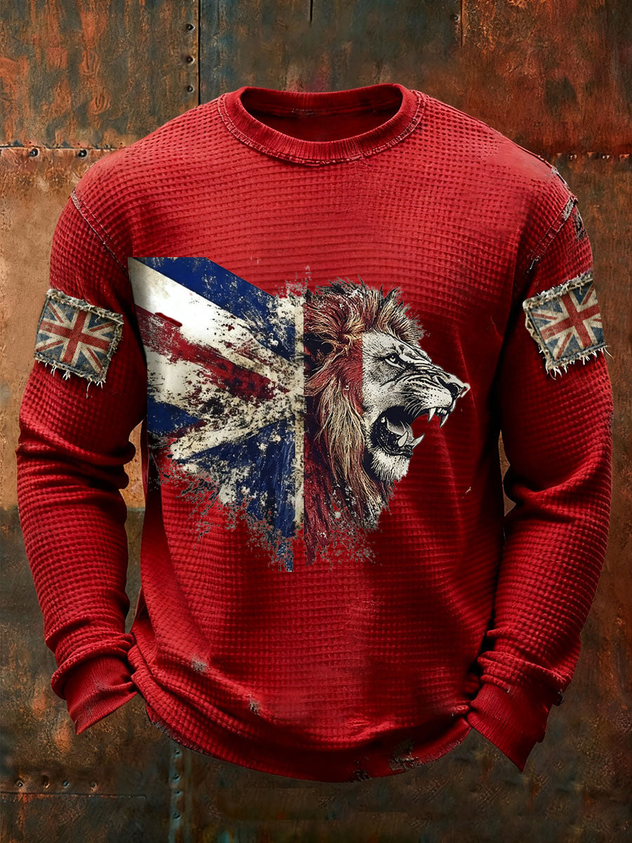 Men's UK Flag Waffle Long Sleeve T-Shirt