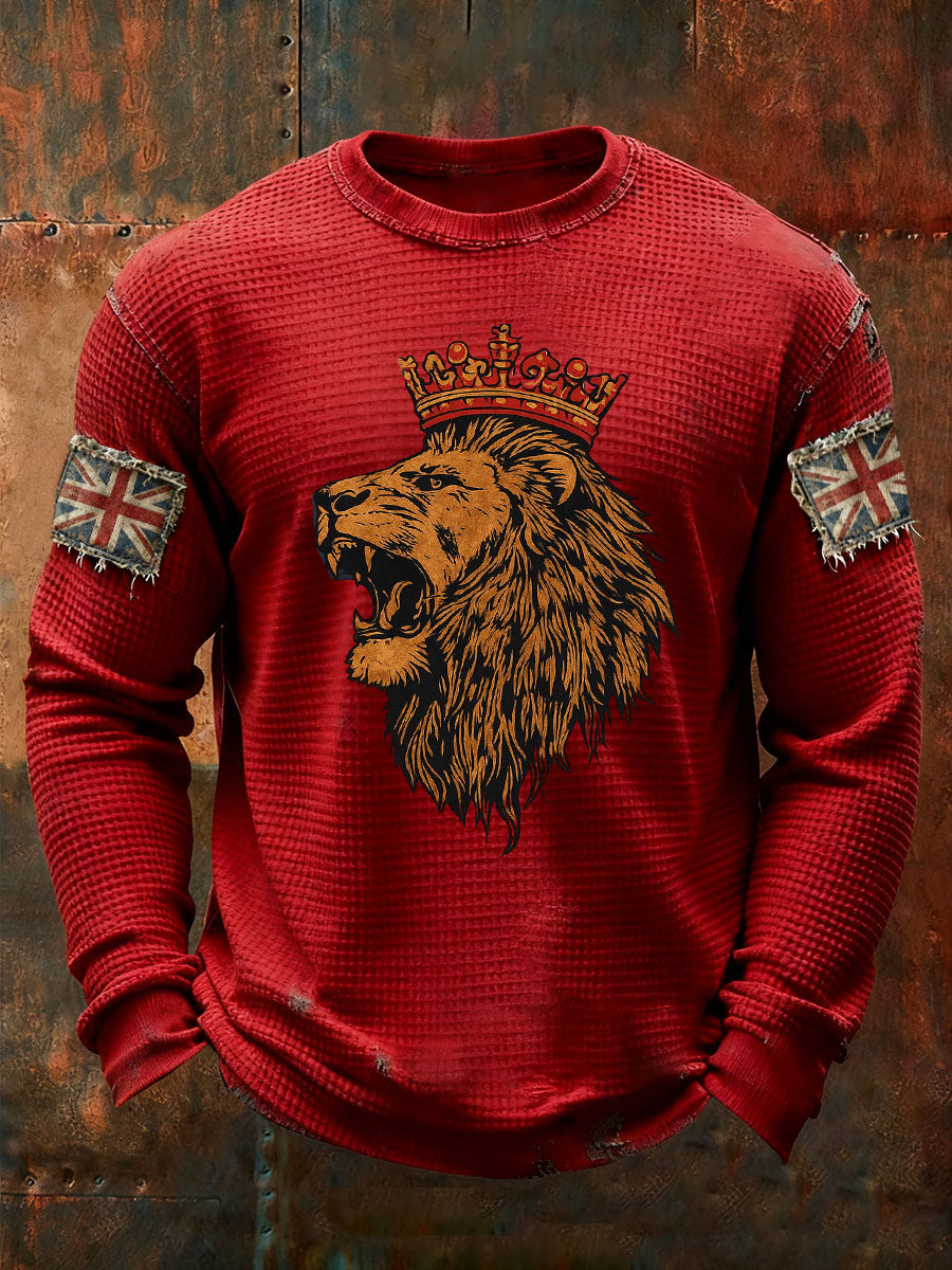 Men's UK Flag Waffle Long Sleeve T-Shirt