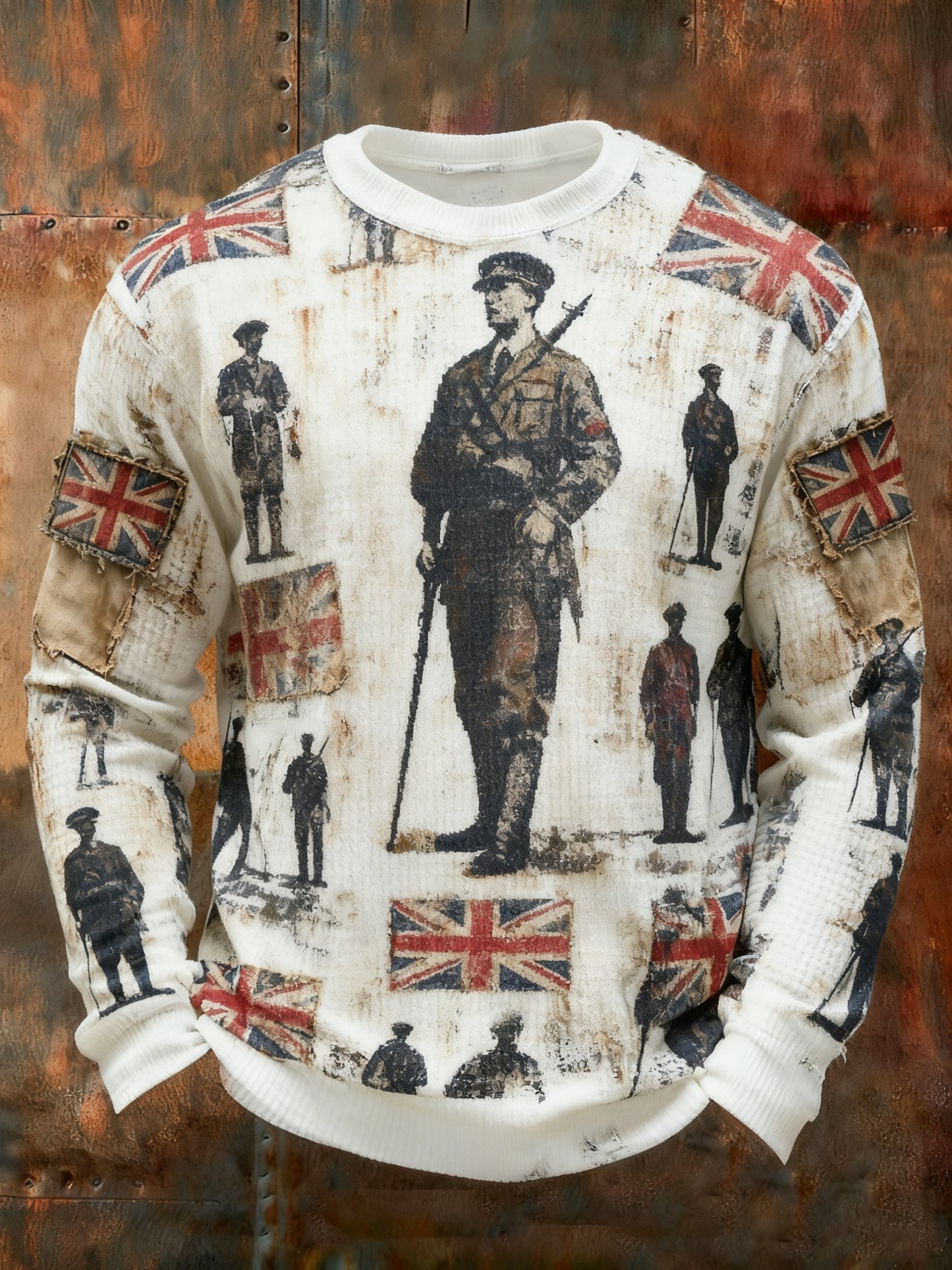 Men's Remembrance Day Lest We Forget Printed Waffle Long Sleeve T-Shirt