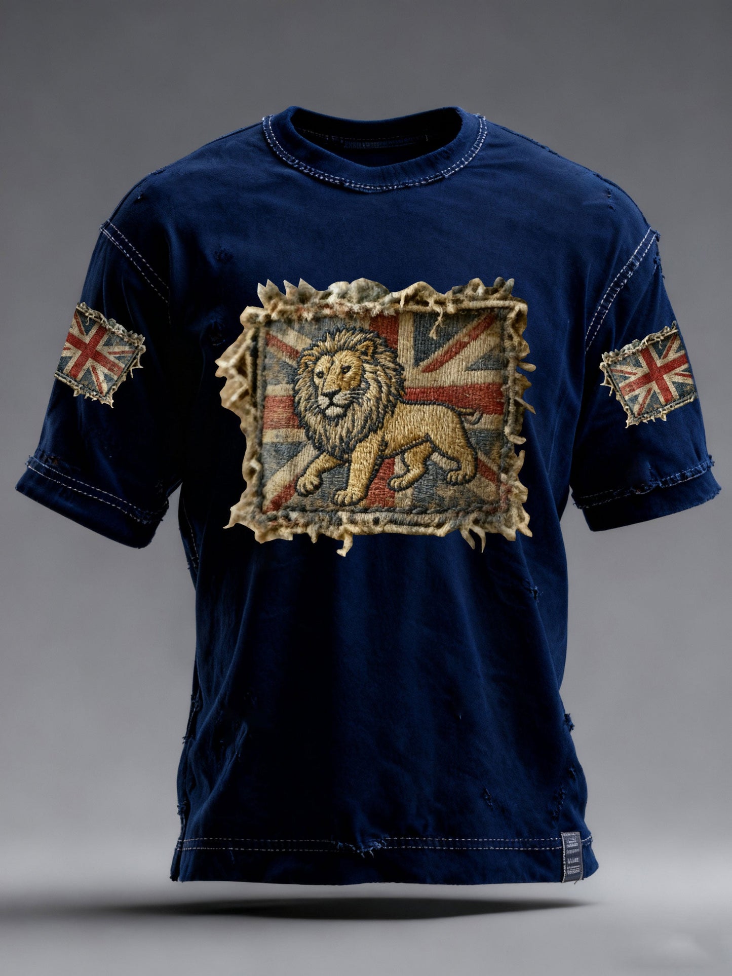 Men's Vintage England Flag Lion Printed T-shirt