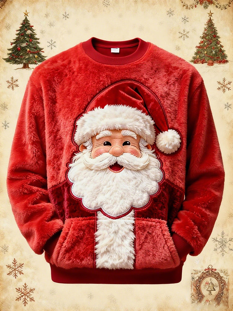 Men's Christmas Santa Claus Art  Crew Neck Sweatshirt