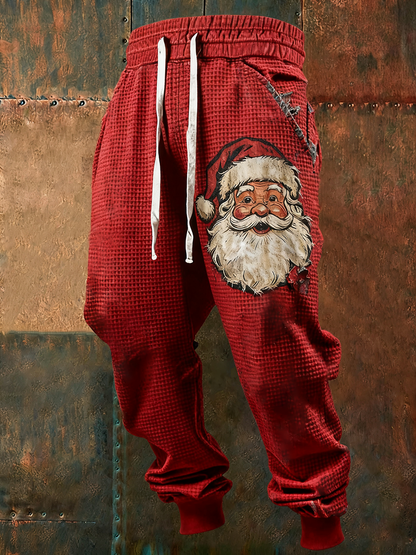 Men's Christmas Waffle Casual Pants