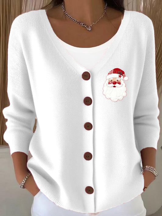Women's Christmas Art Print Long Sleeve Sweater