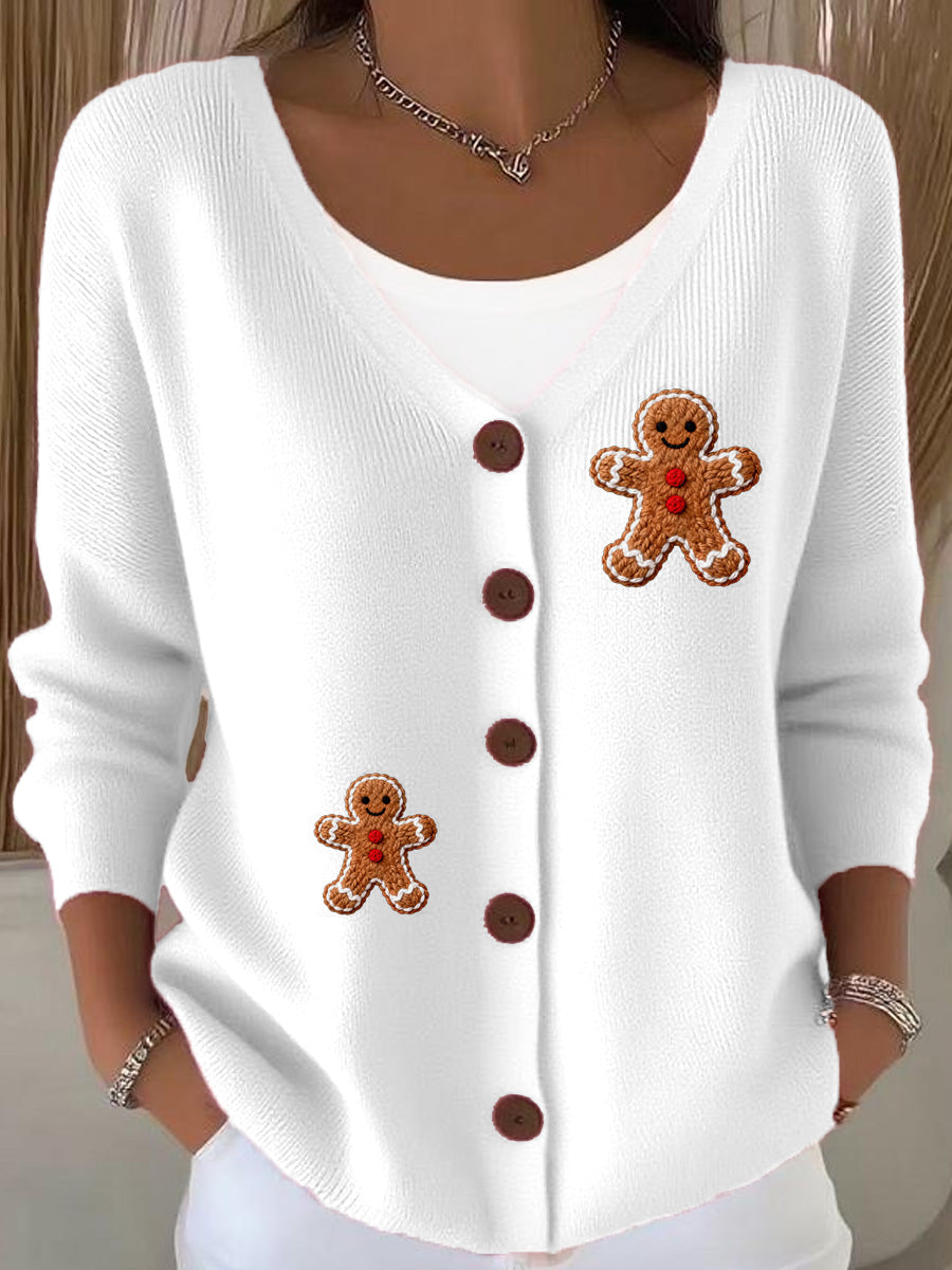 Women's Christmas Art Print Long Sleeve Sweater