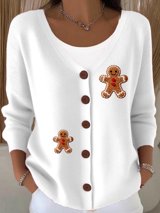 Women's Christmas Art Print Long Sleeve Sweater