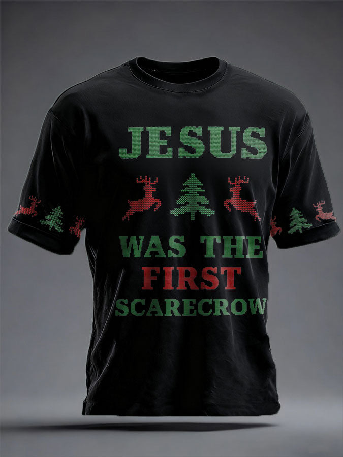 Unisex Funny Christmas Jesus Was The First Zombie Printed T-shirt