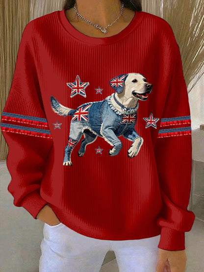 Women's British Style Labrador  Print Casual Sweatshirt