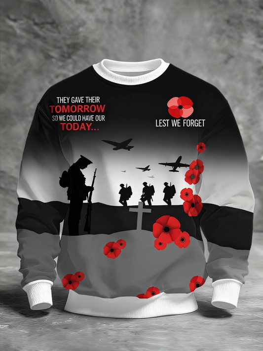 Men's Remembrance Day Lest We Forget Printed Sweatshirt