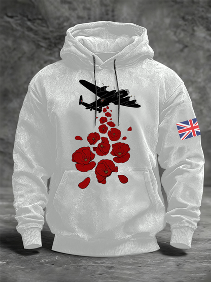 Men's Royal Air Force aircraft Oversized Drop-Shoulder Hoodie with Pockets