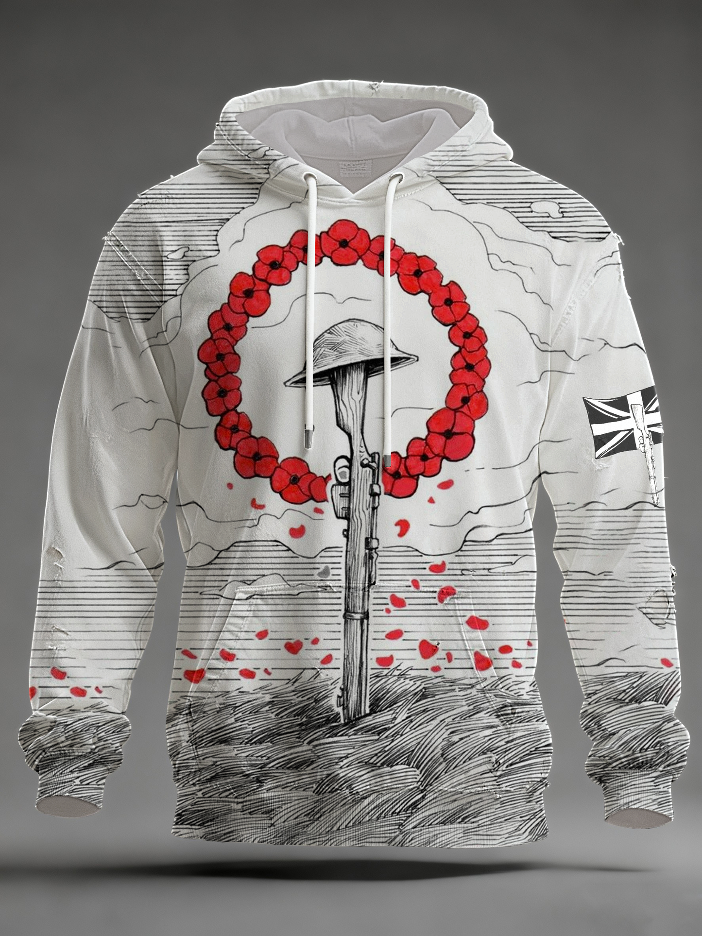 Men's Remembrance Day Oversized Drop-Shoulder Hoodie with Pockets