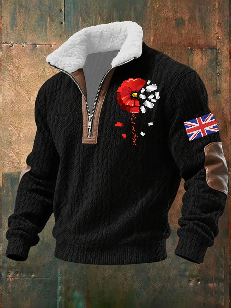 Men's Remembrance Day Lest We Forget Baggy Zip-up Hoodie