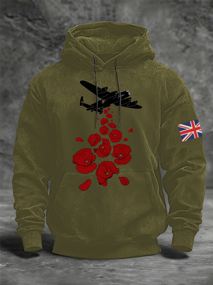 Men's Royal Air Force aircraft Oversized Drop-Shoulder Hoodie with Pockets
