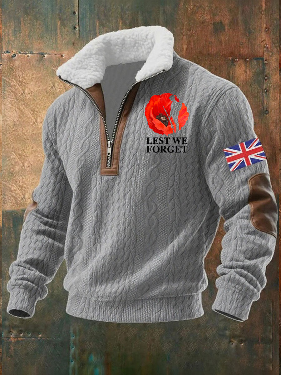 Men's Remembrance Day Lest We Forget Baggy Zip-up  Hoodie