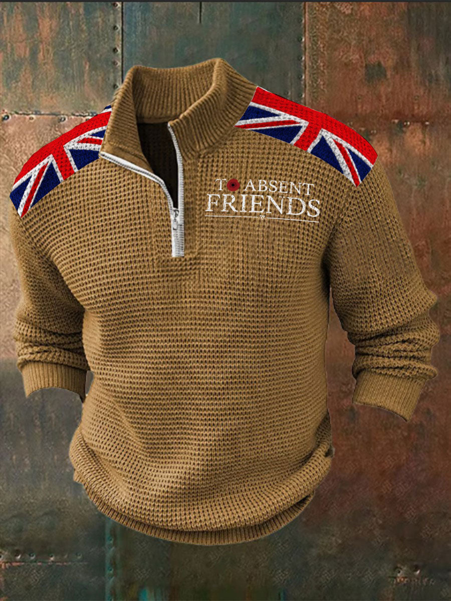 Men's Remembrance Day To Absent Friends Zipper Sweater