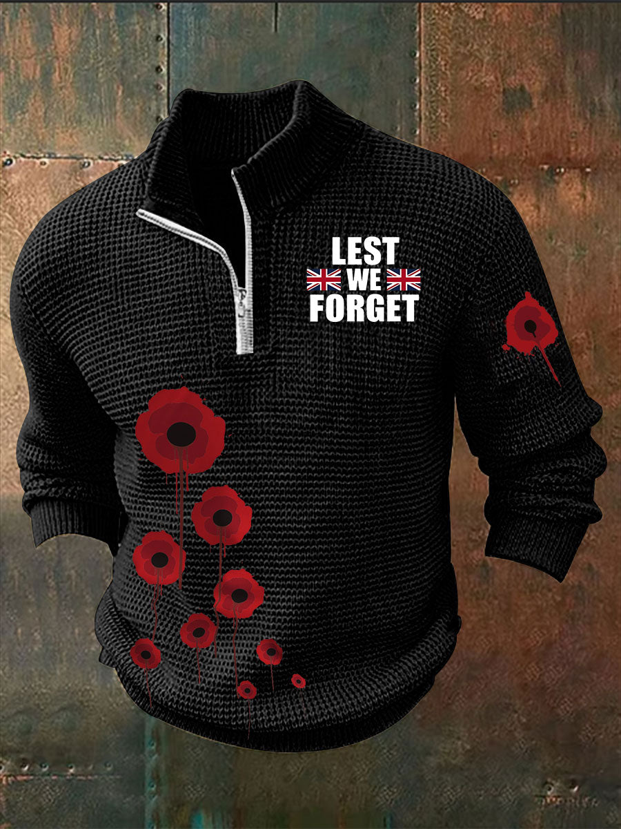 Men's Remembrance Day Lest We Forget Imitation Sweater