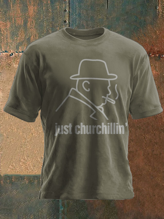 Unisex Funny Churchill Printed T-shirt