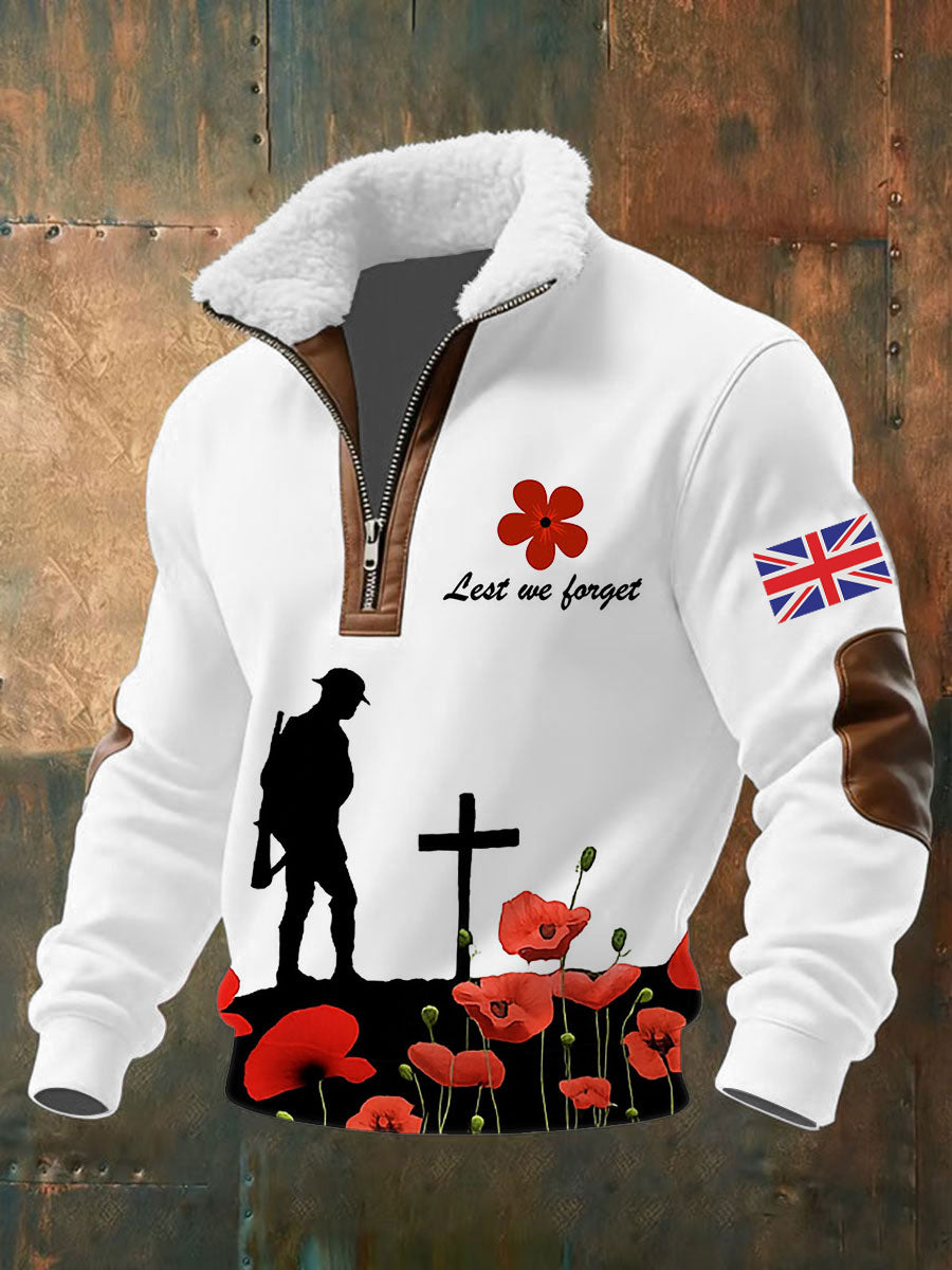 Men's Remembrance Day Lest We Forget Printed Sweatshirt