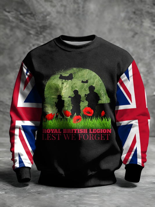 Men's Remembrance Day Lest We Forget Printed Sweatshirt