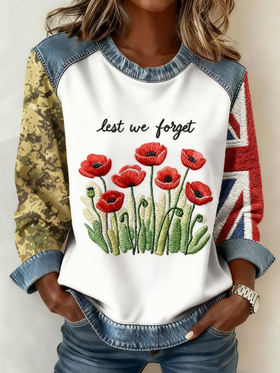 Women's 11th November Remembrance Day LEST WE'S FORGET Poppy Remembrance Sweatshirt