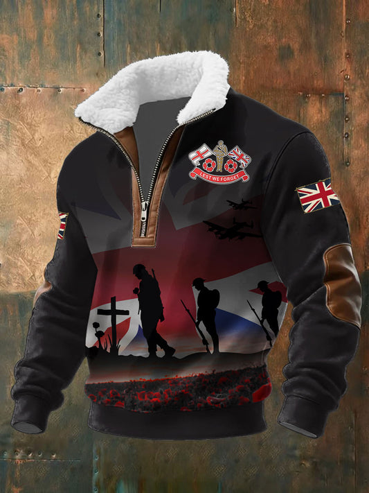 Men's Remembrance Day Lest We Forget Baggy Zip-up Hoodie