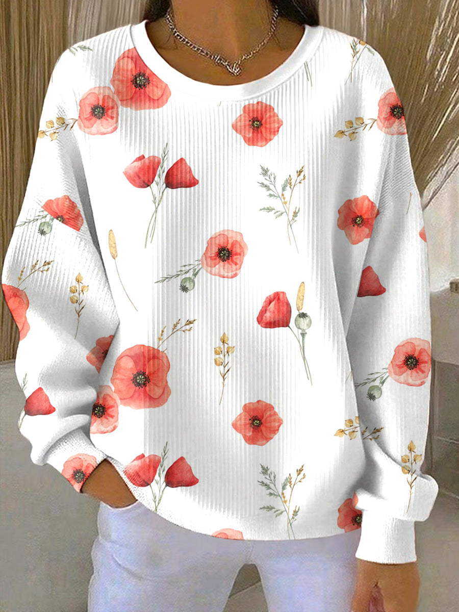 Women's Remembrance Day Poppy Floral Printed Sweatshirt