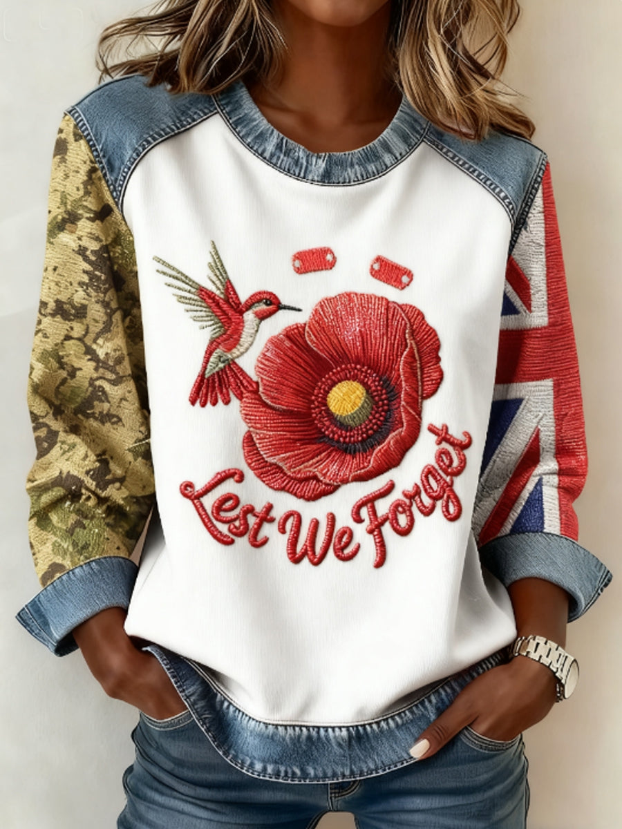 Women's 11th November Remembrance Day LEST WE'S FORGET Poppy Remembrance Sweatshirt