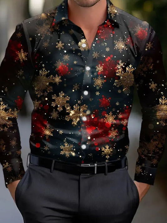 Men's Retro Christmas Style Long Sleeve Casual Shirt