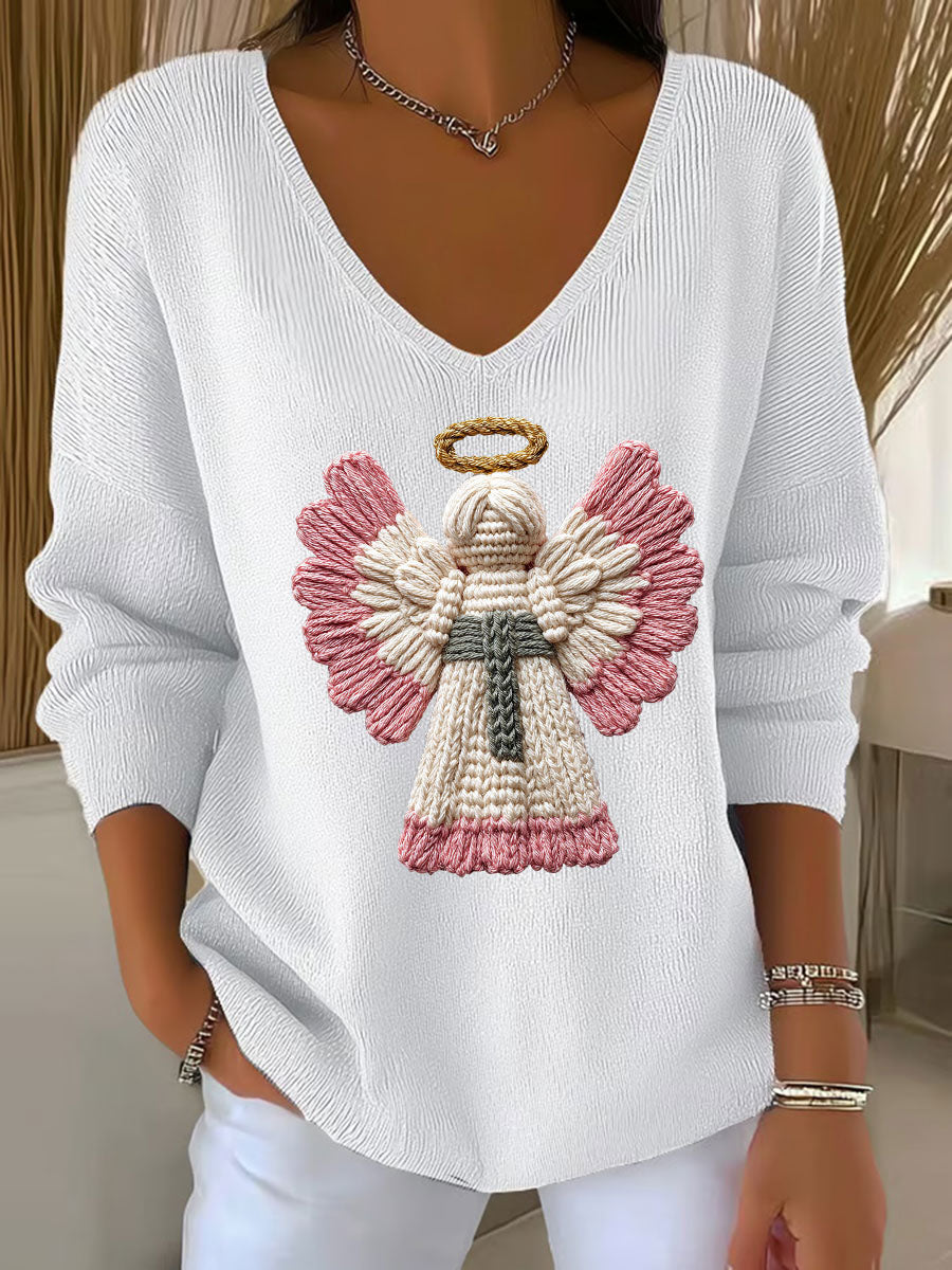 Women's Christmas Angel Print Casual Top