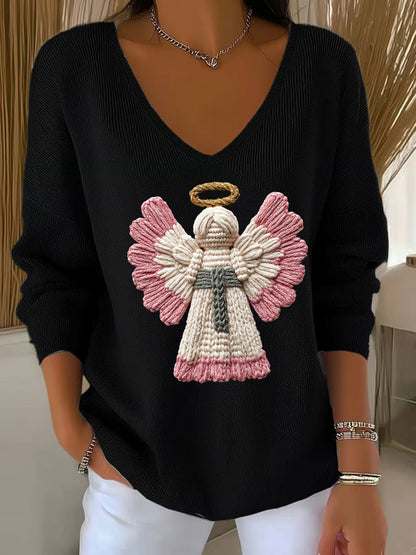 Women's Christmas Angel Print Casual Top