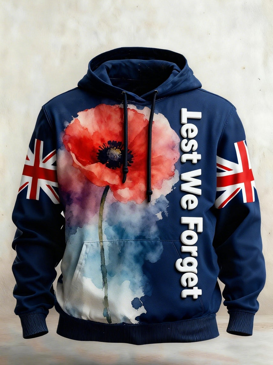 Men's Remembrance Day "Forget Me Not" Poppy Hoodie