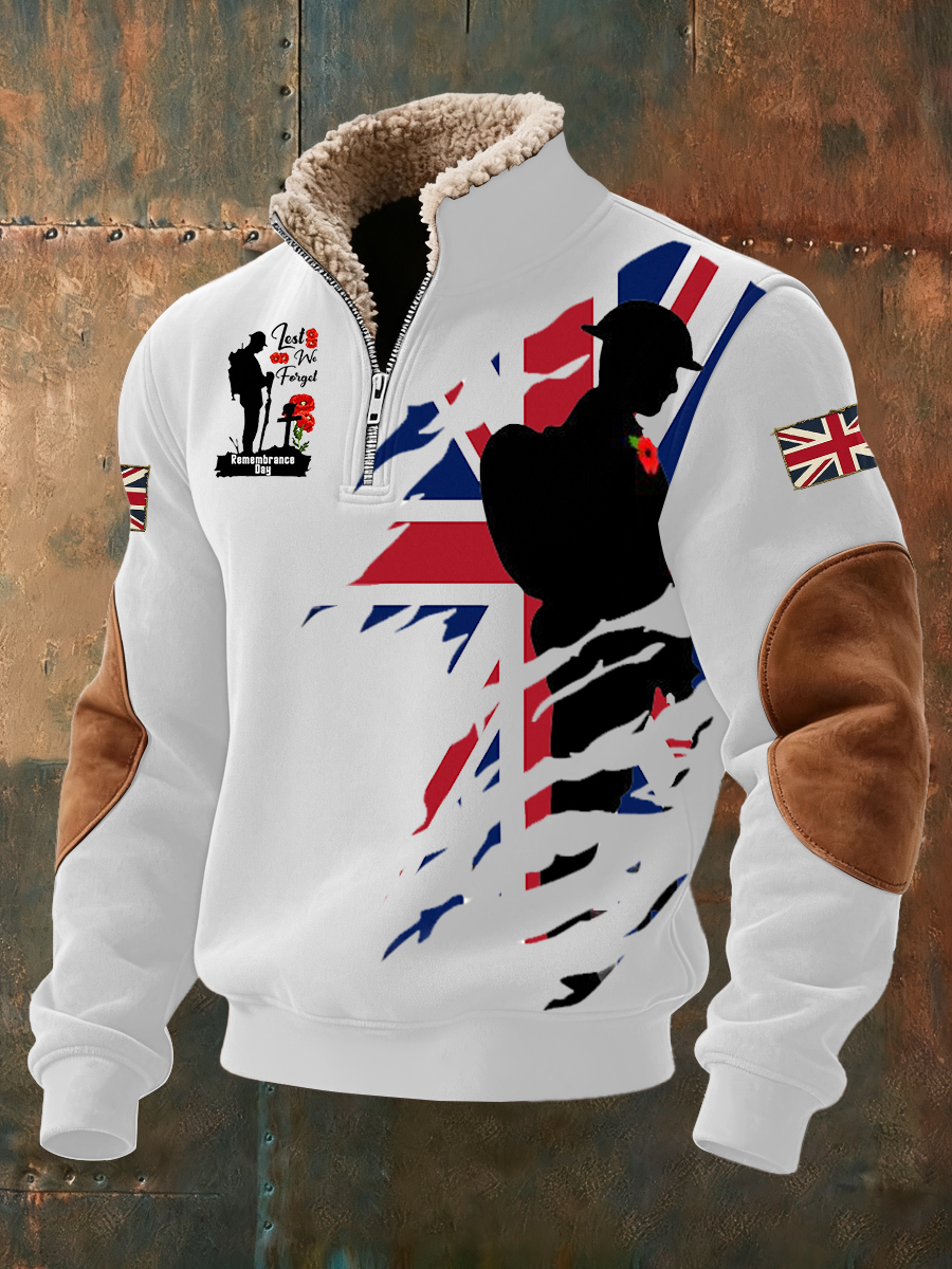Men's Remembrance Day Lest We Forget  Baggy Zip-up Hoodie