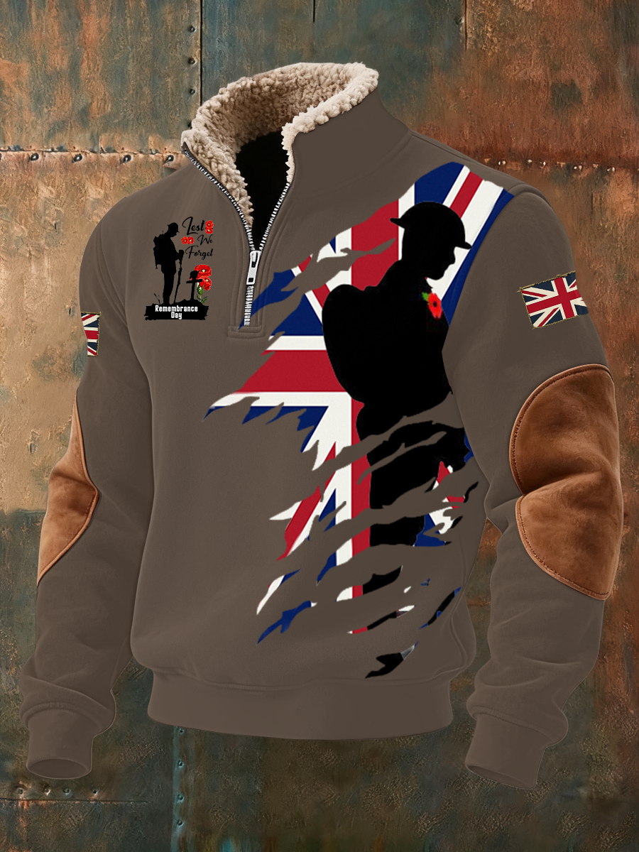 Men's Remembrance Day Lest We Forget  Baggy Zip-up Hoodie