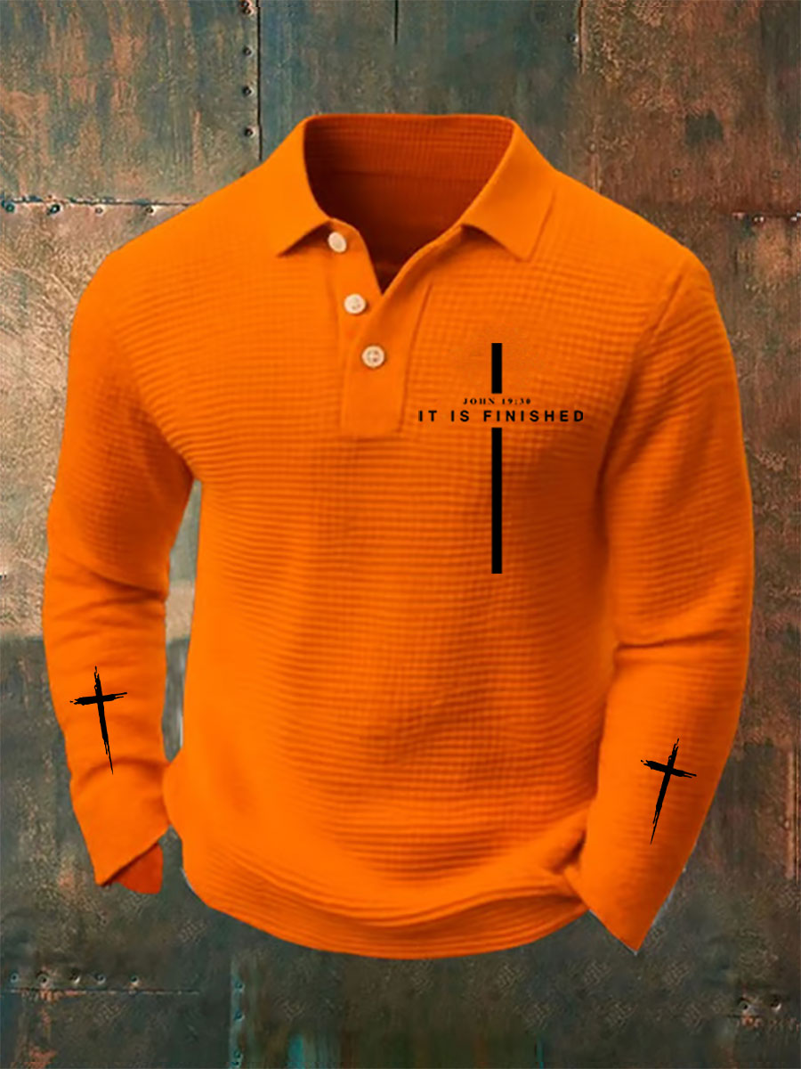 Men's It Is Finished Waffle Print Top