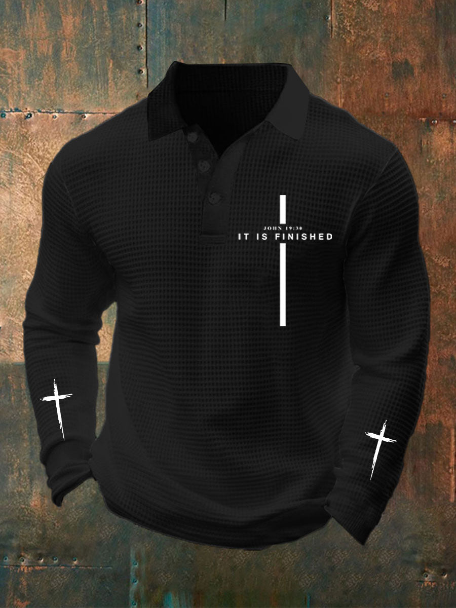 Men's It Is Finished Waffle Print Top