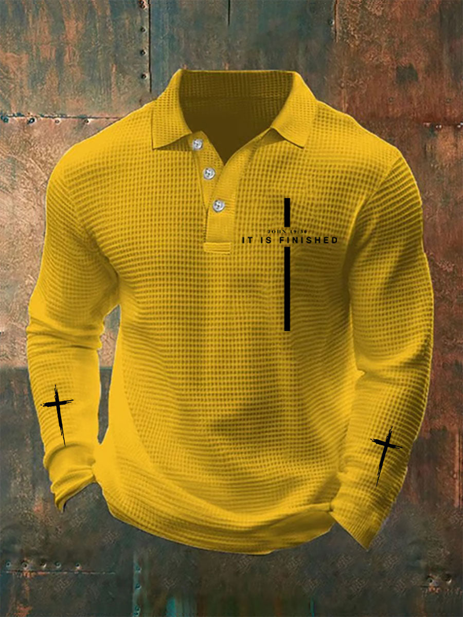 Men's It Is Finished Waffle Print Top