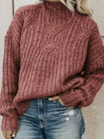 Women's Turtleneck Cable Knit Pullover Sweater
