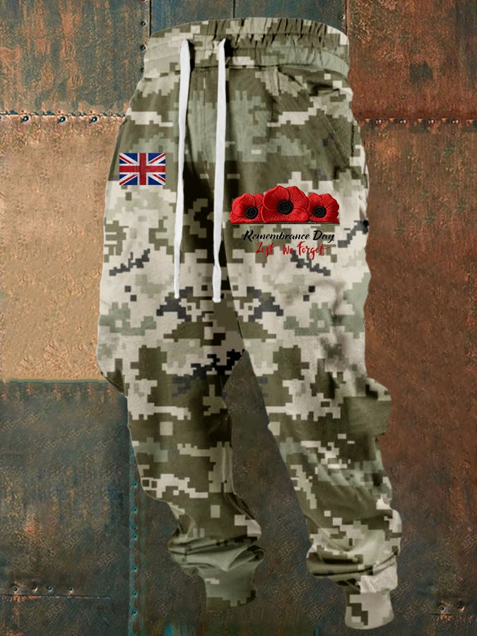 Men's 11th November Remembrance Day LEST WE'S FORGET Poppy Remembrance long johns