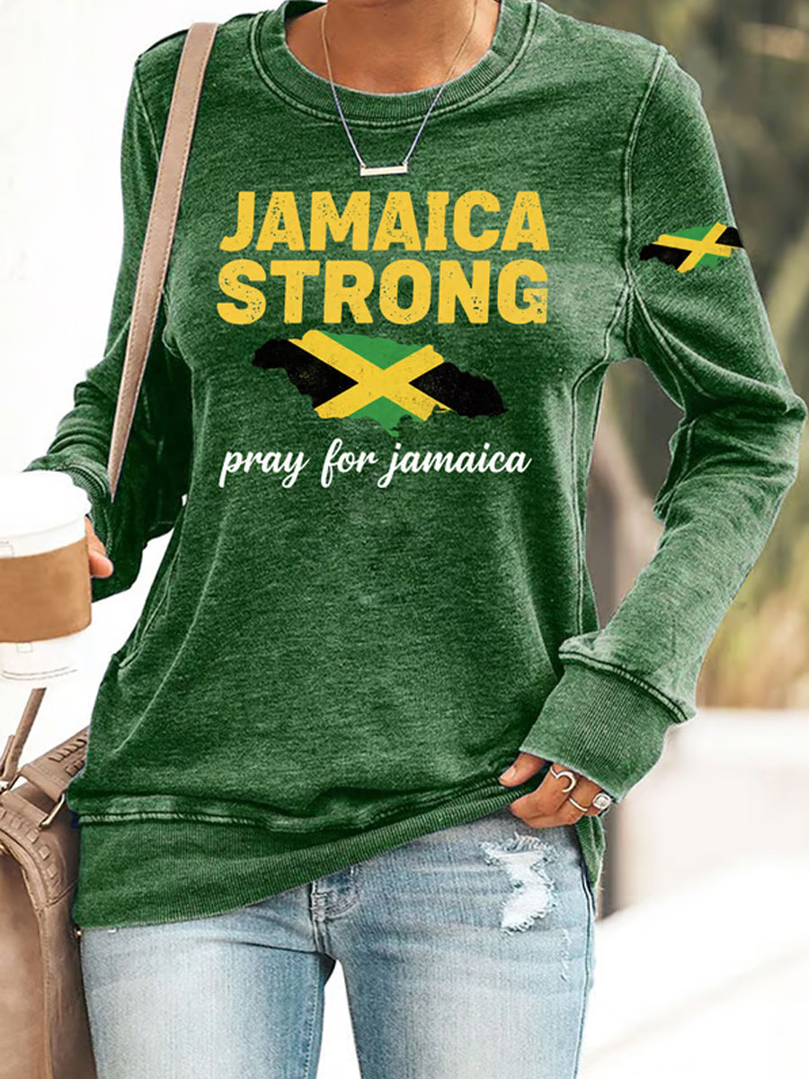 Women's Jamaica Strong Pray For Jamaica Print Sweatshirt Sweatshirt